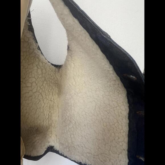 Vintage 1970's Wrangler Jean with Sherpa Lined Button Up Western Men's Vest - Picture 8 of 9